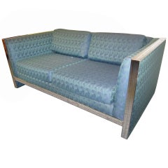 Petite Chrome Flat Bar Sofa Loveseat Mid-century Modern