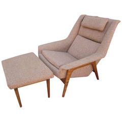 Mid-Century Lounge Chair and Ottoman for Dux, Sweden