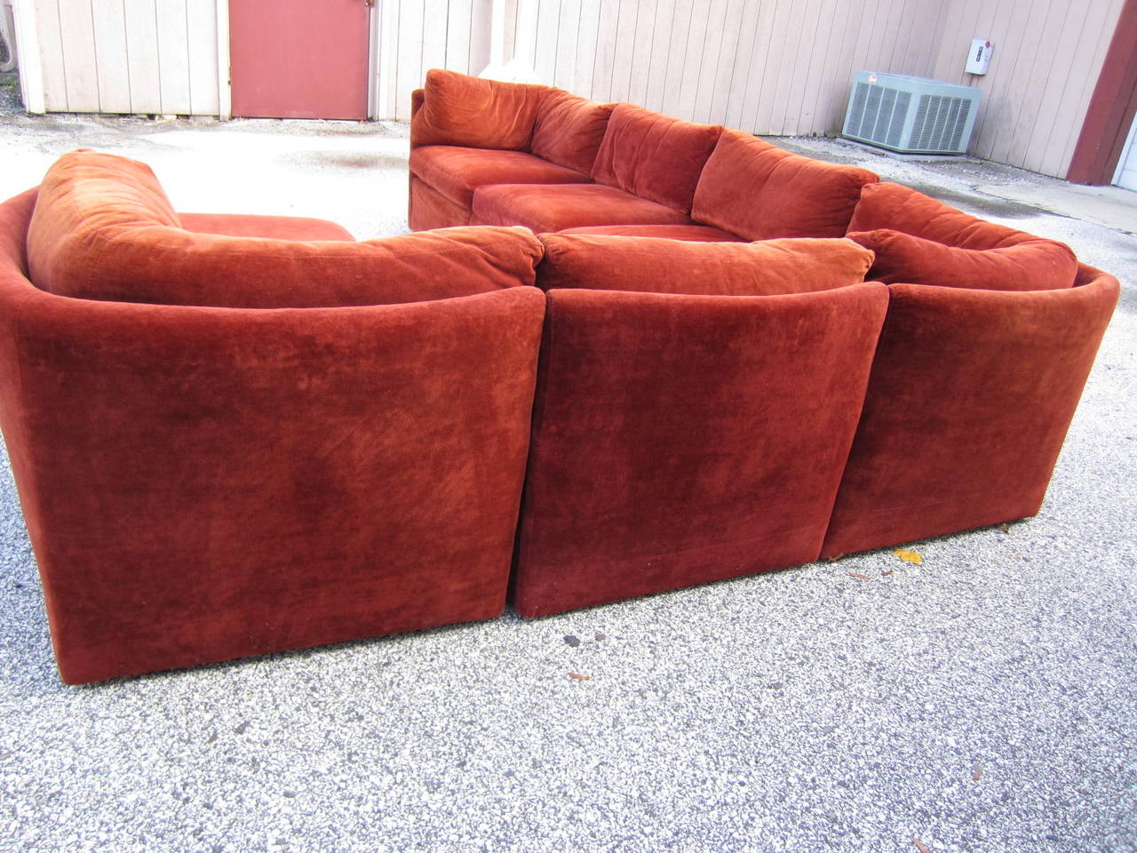 Curved Seven-Piece Signed Milo Baughman Sectional Sofa, Mid-Century Modern 4