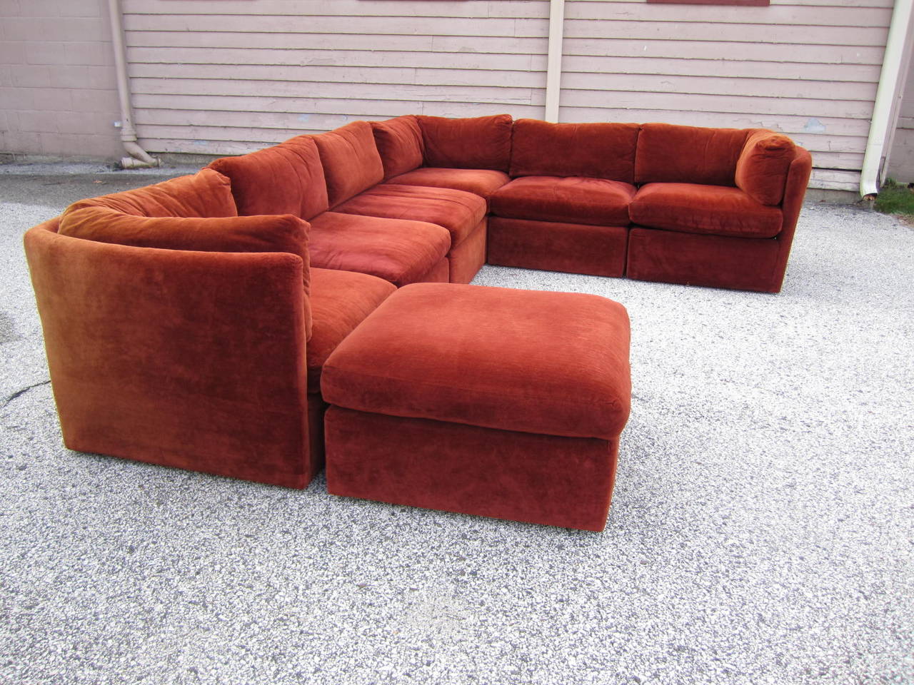 Curved Seven-Piece Signed Milo Baughman Sectional Sofa, Mid-Century Modern 3