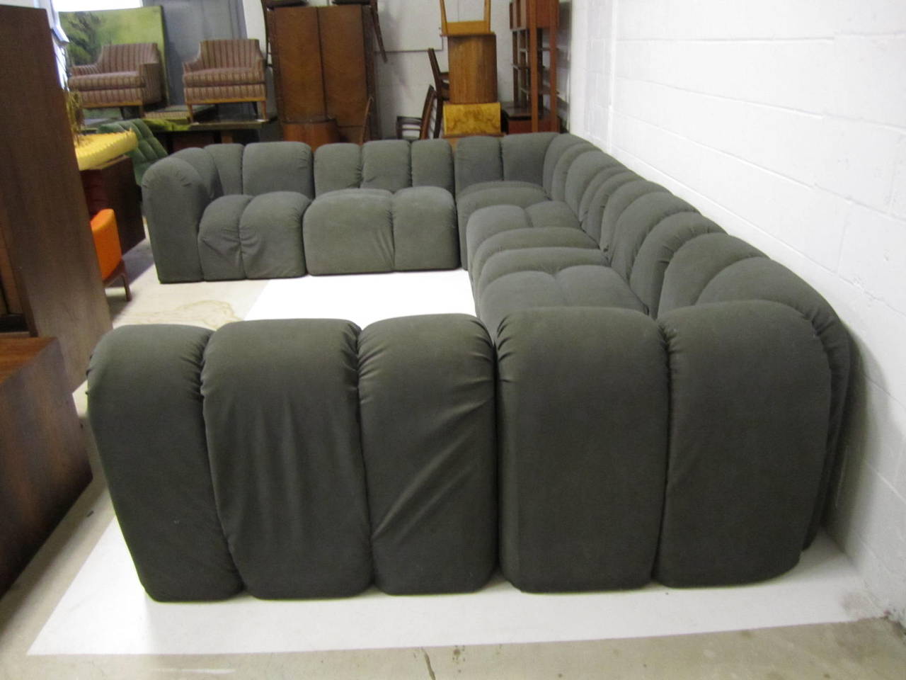 Mid-Century Modern Seven-Piece Signed Paul Evans Sectional Sofa For Sale 4