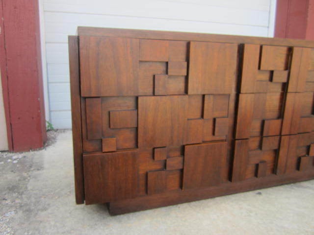 American Paul Evans Inspired Brutalist Mosiac Credenza From Lane