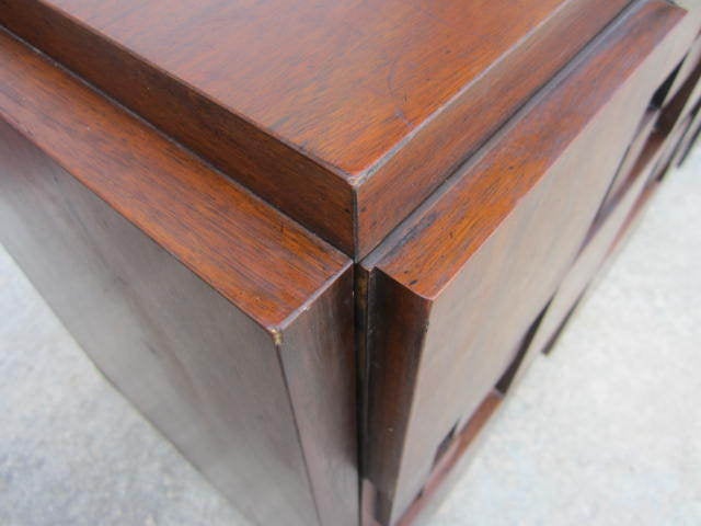 Walnut Paul Evans Inspired Brutalist Mosiac Credenza From Lane