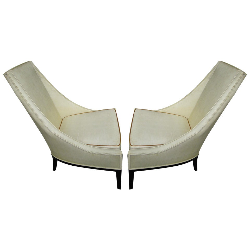 Stunning Pair of Harvey Probber style Slipper Chairs Regency Modern
