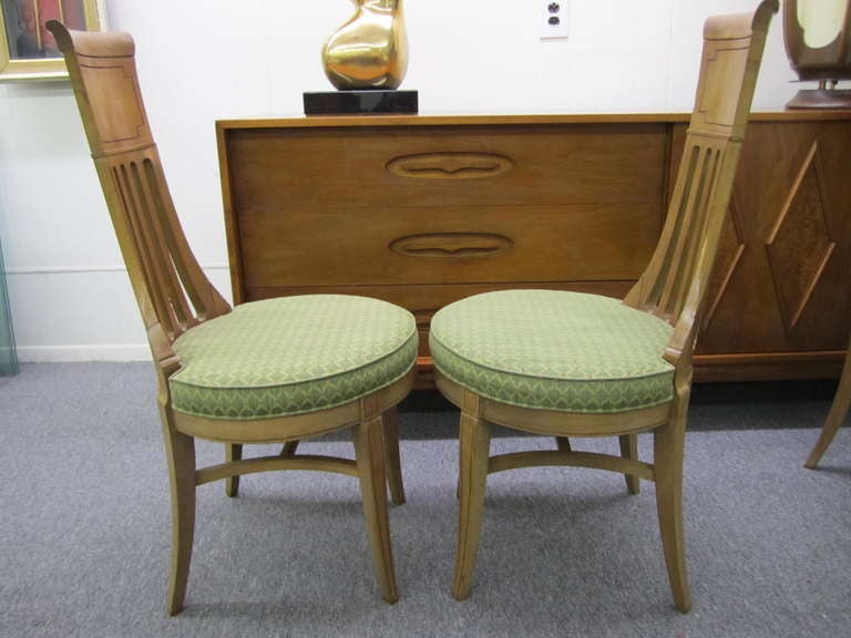 Upholstery  4 American Modern Tomlinson Sophisticate Tall Back Dining Chairs Mid-century For Sale