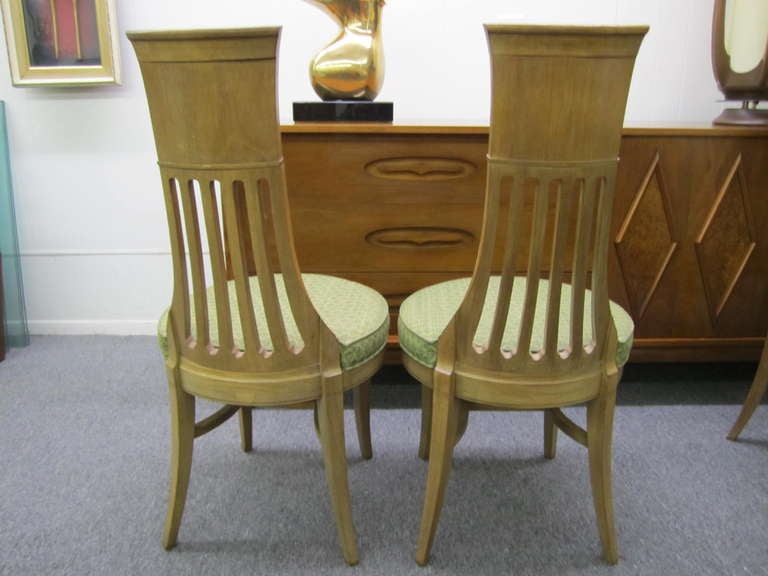  4 American Modern Tomlinson Sophisticate Tall Back Dining Chairs Mid-century For Sale 1