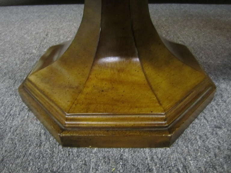 Late 20th Century Handsome Pair of Mastercraft Walnut Pedestal Base End Tables For Sale