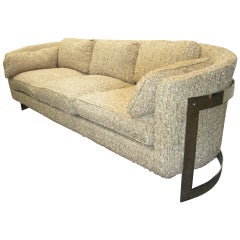 Mid-Century Modern fabelhaftes gebogenes Bar-Sofa im Milo Baughman-Stil aus Chrom