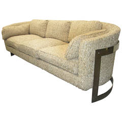 Mid-Century Modern Fabulous Milo Baughman Curved Chrome Bar Sofa 3
