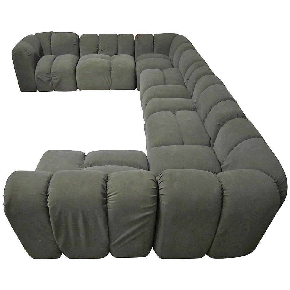 Mid-Century Modern Seven-Piece Signed Paul Evans Sectional Sofa For Sale