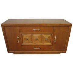 Vintage Fabulous Paul Frankl Style Rattan Front Cerused Credenza