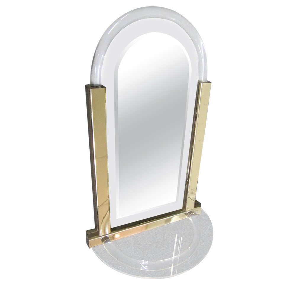 Stunning Hollywood Modern Console Mirror Lucite Hollis Jones Inspired For Sale