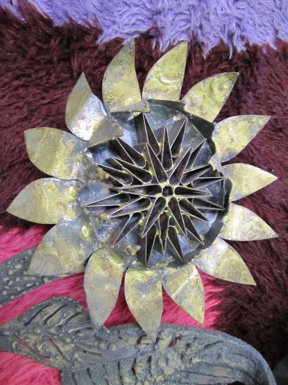 Mid-20th Century Amazing C jere Large Scale Sunflower Wall Sculpture Mid-century Modern