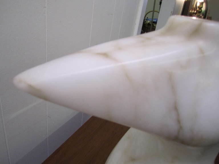 American Magnificent Carrera Marble Sculpture Female Torso Lucite Mid-century Modern