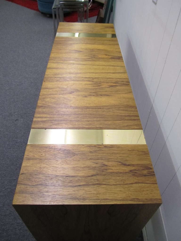 Outstanding Milo Baughman Rosewood and Brass Console Table Mid-century Modern
