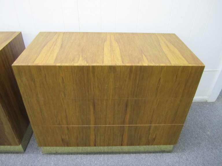 Mid-Century Modern Amazing Pair of Milo Baughman Rosewood Brass Bachelors Chest Mid-Century Mod For Sale