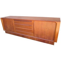 Excellent Danish Modern Tamboured Door Teak Credenza Plinth Base