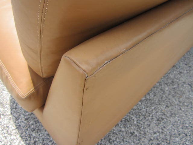 Chrome Milo Baughman Leather Four-Piece Sectional Sofa Mid-Century