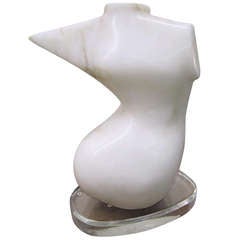 Magnificent Carrera Marble Sculpture Female Torso Lucite Mid-century Modern