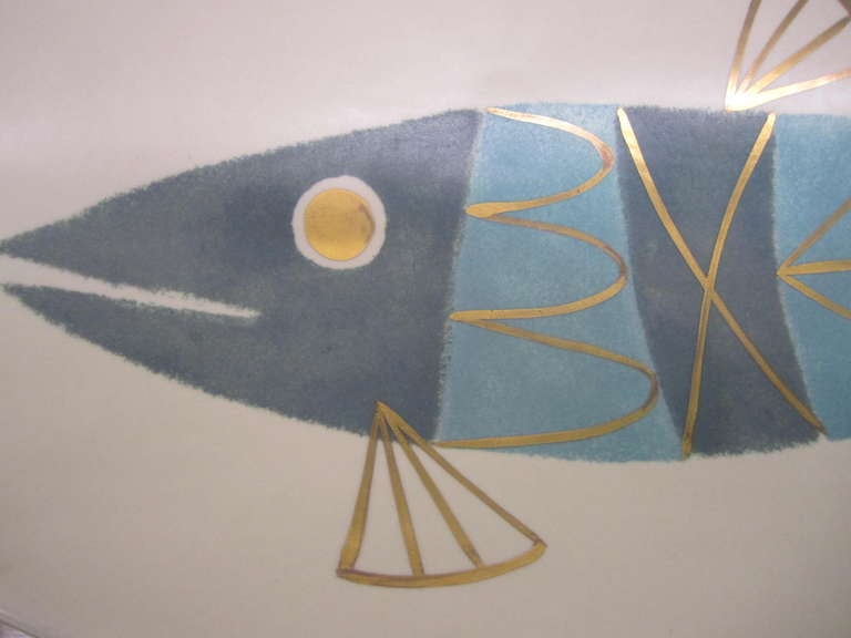 Amazing large scale Metlox Tropicana mid-century modern fish platter/bowl.  This piece measures a whopping 25.25
