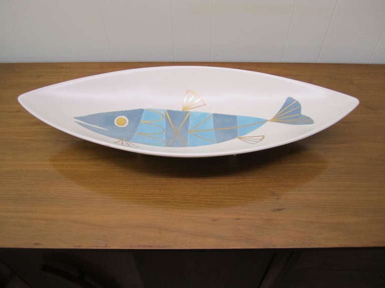 Pottery Large Scale Mid-century Modern Metlox Tropicana Fish PlatterConsole Bowl