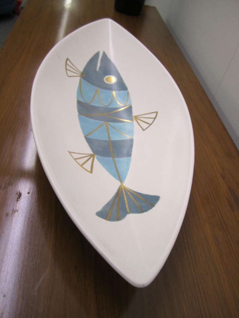 Large Scale Mid-century Modern Metlox Tropicana Fish PlatterConsole Bowl  2