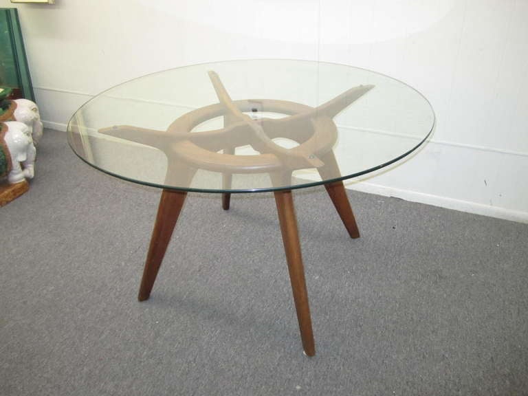 Gorgeous Adrian Pearsall Round Walnut Dining Table Mid-century Modern