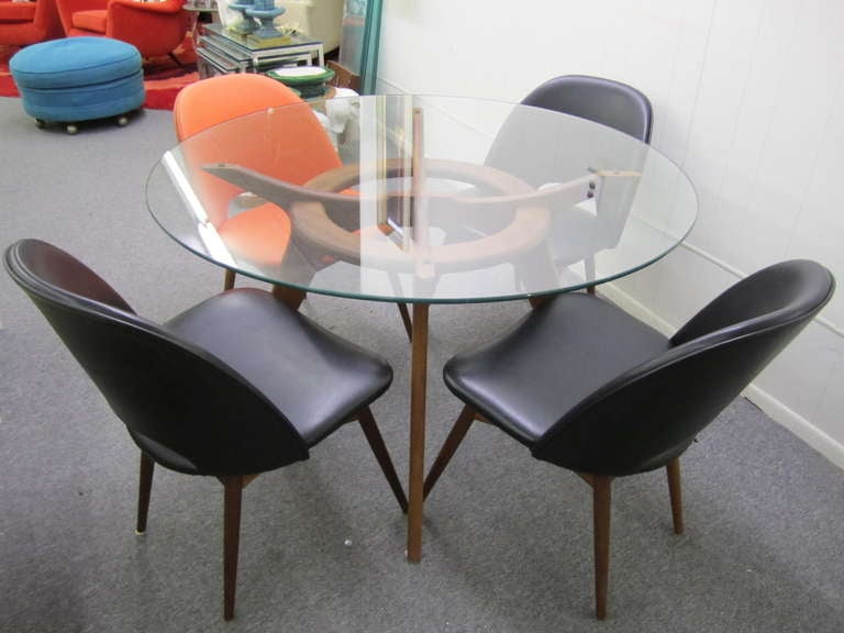Gorgeous Adrian Pearsall Round Walnut Dining Table Mid ...