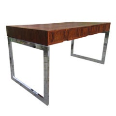 Danish Modern Rosewood And Chrome Desk In The Style Of Baughman