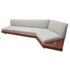 Adrain Pearsall Walnut Boomerang Sofa Danish Mid-century Modern