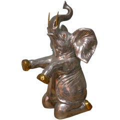 Arthur Court Signed Aluminum Elephant Champagne Wine Cooler 1