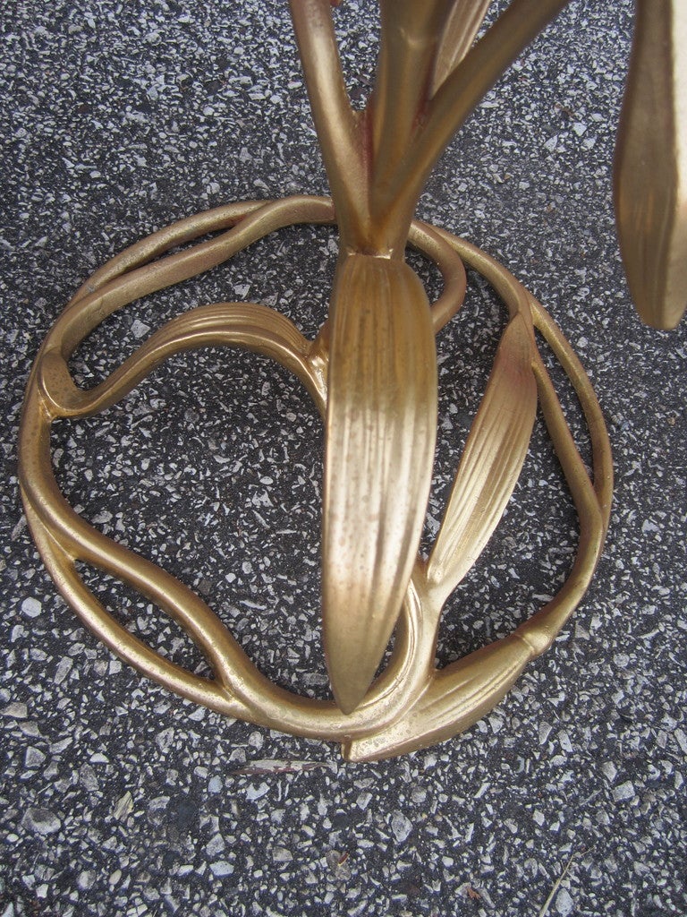 American Arthur Court Style Amazing Pair of Gilded Gold Lily Tables Regency Modern