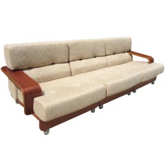 Rare N. Eilersen Danish Modern Teak Three-Seat Sofa Mid-Century 12