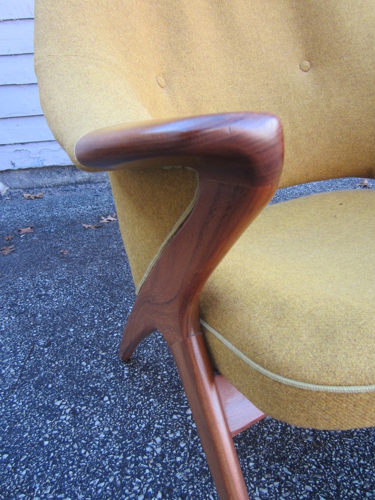 Mid-20th Century Pair Danish Modern Papa Bear Style Teak Lounge Chairs