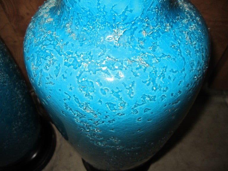 mid century turquoise lamp