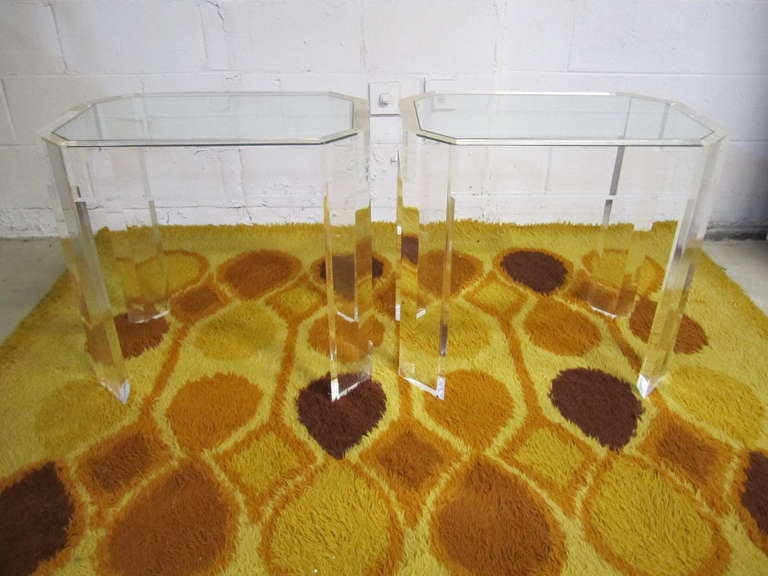 Fabulous Pair of Charles Hollis Jones Lucite Side End Tables Mid-Century Modern 4