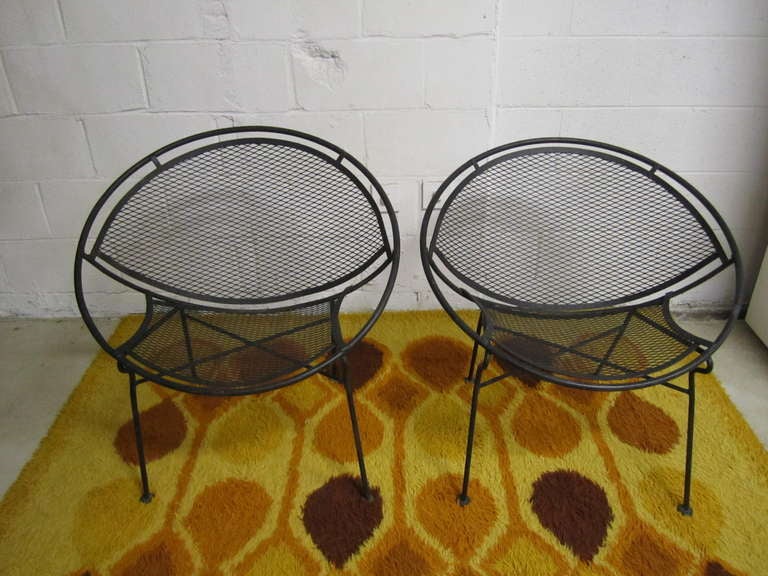 Pair of Vintage Salterini 'Radar' Spring Base Lounge Chairs Mid-century Modern 2