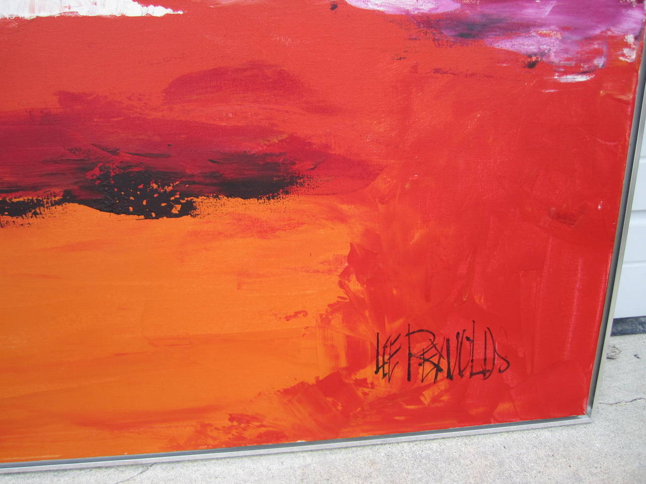 Mid-20th Century Large Scale signed Lee Reynolds Abstract Oil Painting Mid-century Modern