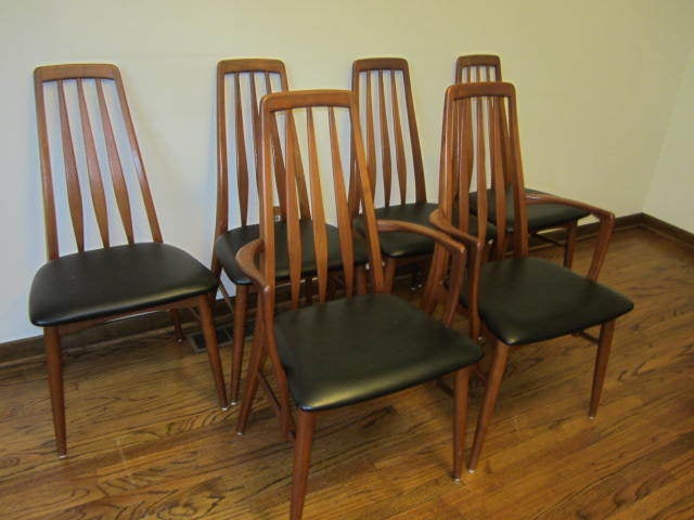 Set of 6 Danish Teak Eva Dining Chairs - Koefoeds Hornslet - Vintage 1960's
A fantastic set of solid Teak dining chairs, this model is called the Eva chair, and was made by Koefoeds Hornslet, designed by Niels Koefod. They have been re-polished and