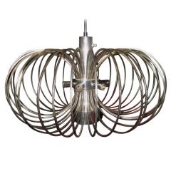 Gaetano Sciolari Chrome Brass Birdcage Chandelier Mid-century