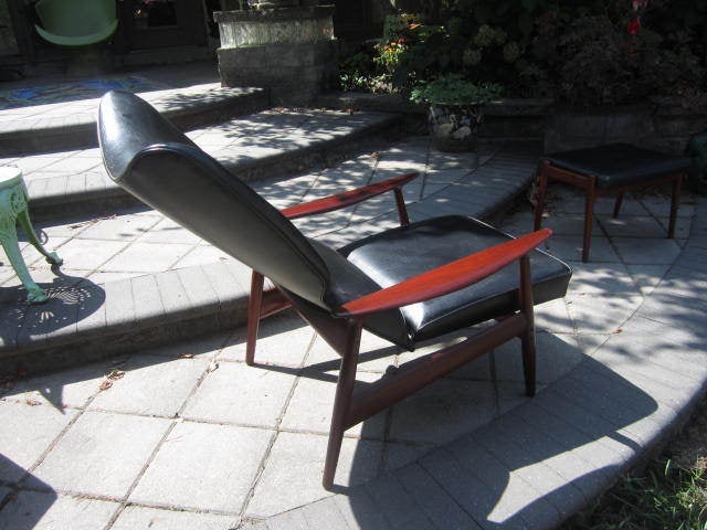 Danish Modern Moreddi Reclining Teak Lounge Chair and Ottoman 3