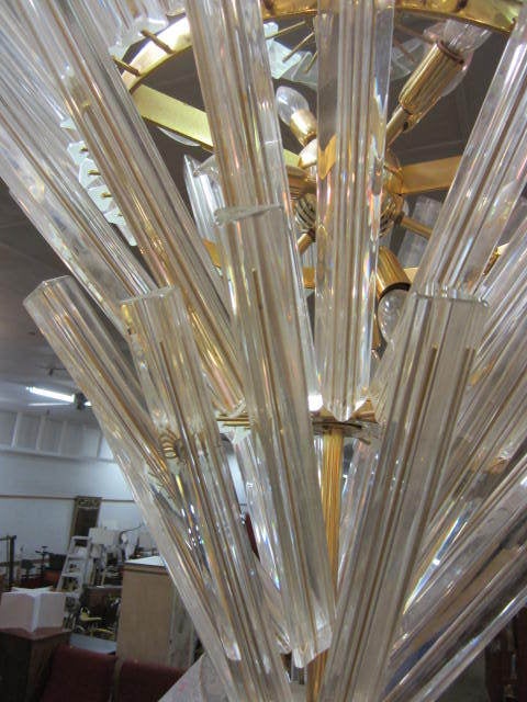 Outrageous and large Mid-Century Modern Camer glass five-tier starburst chandelier. This piece is very large and impressive and will be the centerpiece of your home.