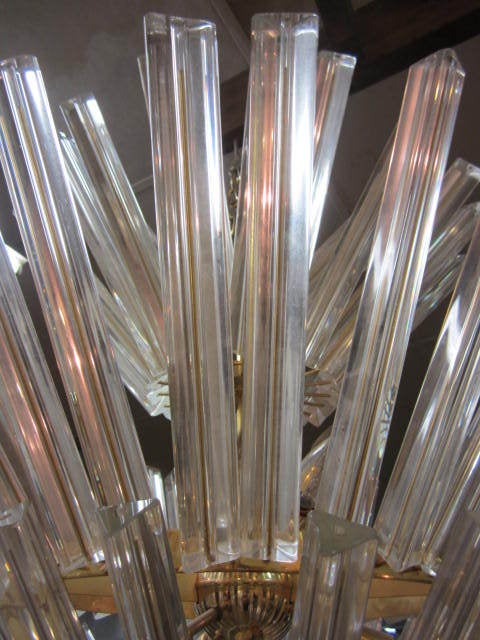 Murano Starburst Camer Glass Five-Tier Chandelier Mid-Century Modern In Good Condition For Sale In Pemberton, NJ