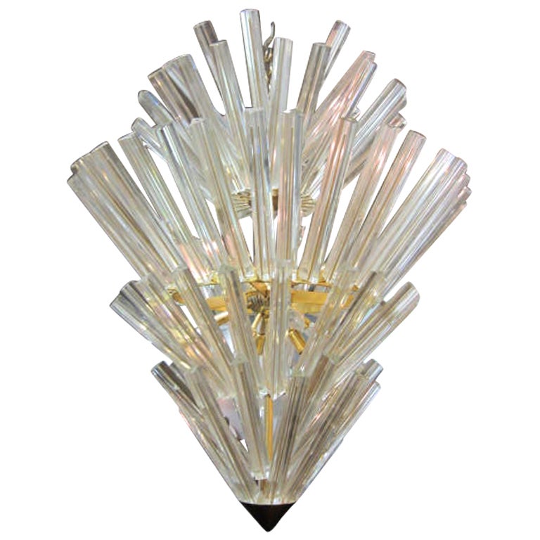 Murano Starburst Camer Glass Five-Tier Chandelier Mid-Century Modern