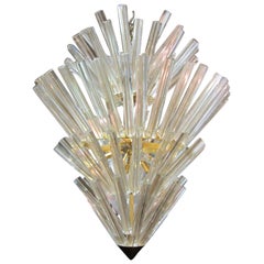 Vintage Murano Starburst Camer Glass Five-Tier Chandelier Mid-Century Modern