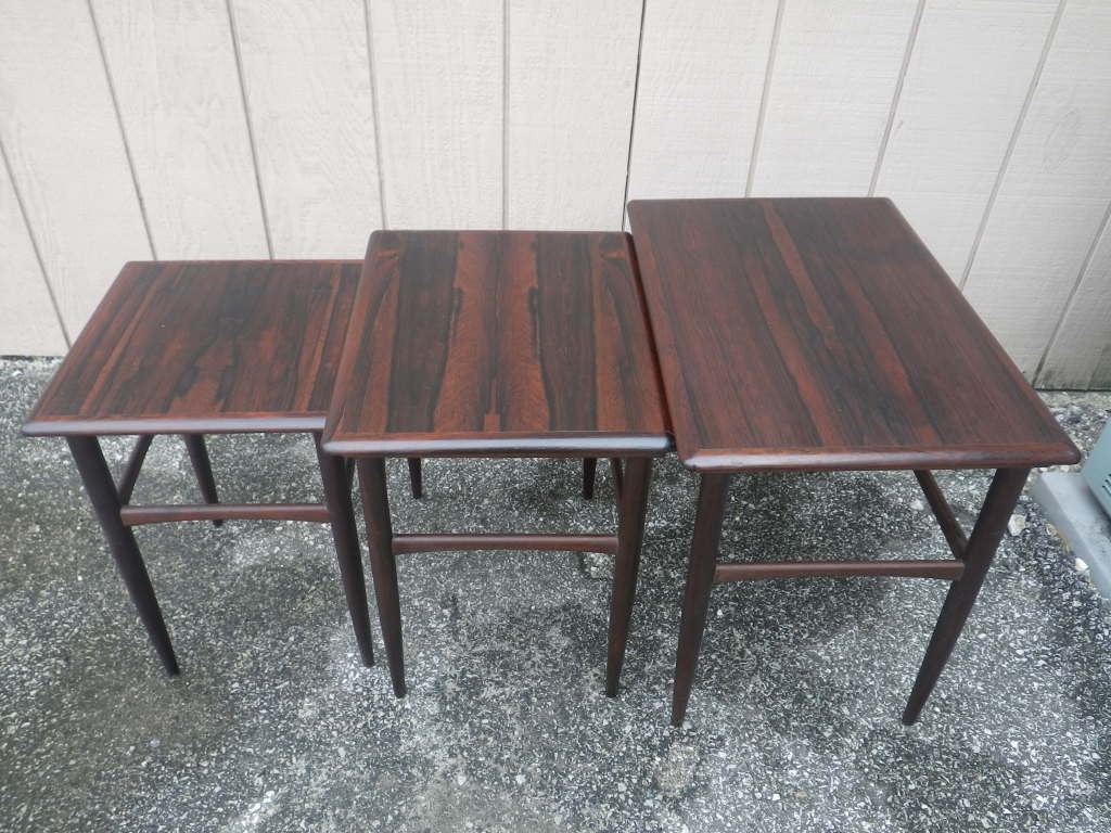 Outstanding Set Of 3 Danish Modern Rosewood Nesting Tables