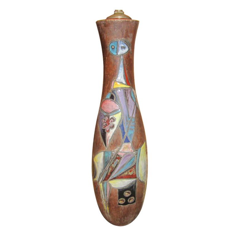 Fantastique lampe cheval et cavalier en poterie italienne de Gambone Fantoni en vente