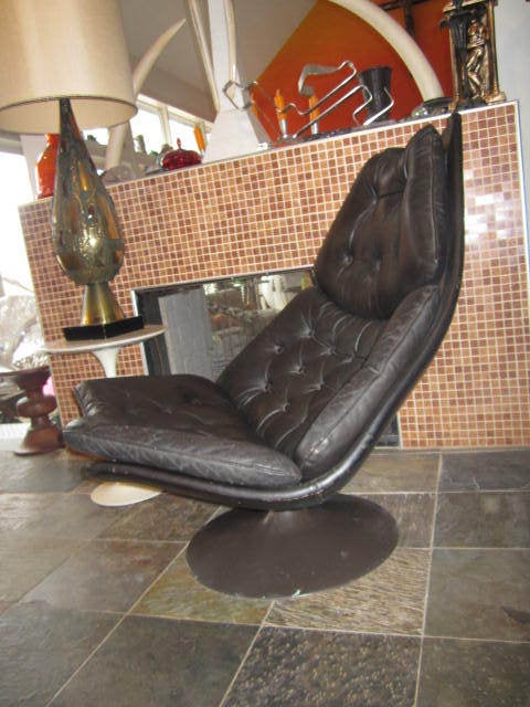French Artifort Geoffrey Hartcourt 1960's F585 Lounge Chair + Ottoman