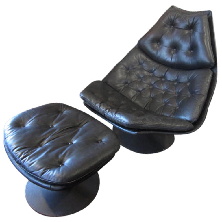 Artifort Geoffrey Hartcourt 1960's F585 Lounge Chair + Ottoman