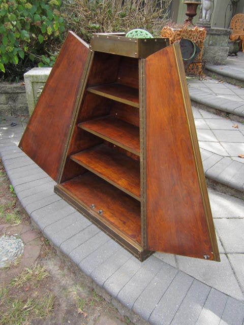 Mid-Century Modern  Patinated Brass Hanging Cabinet